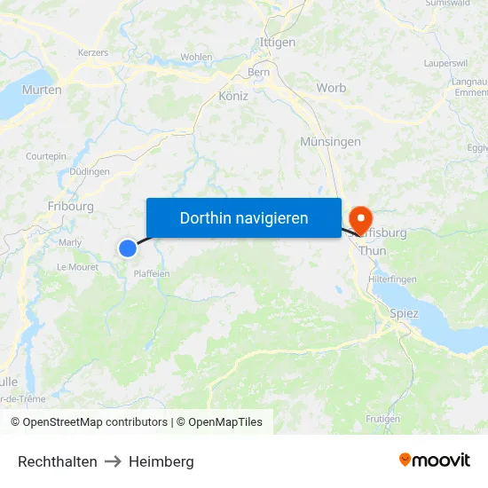 Rechthalten to Heimberg map