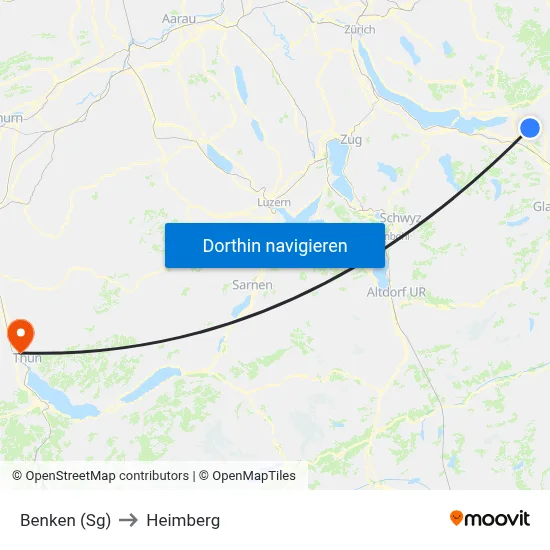 Benken (Sg) to Heimberg map