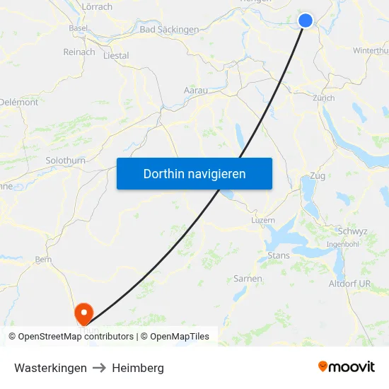 Wasterkingen to Heimberg map