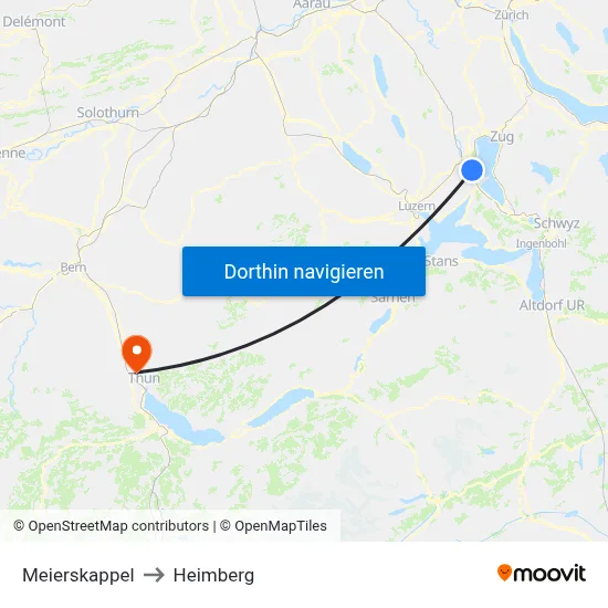 Meierskappel to Heimberg map