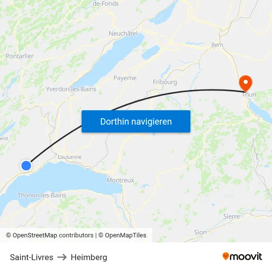 Saint-Livres to Heimberg map
