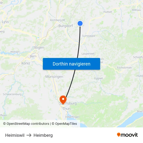Heimiswil to Heimberg map