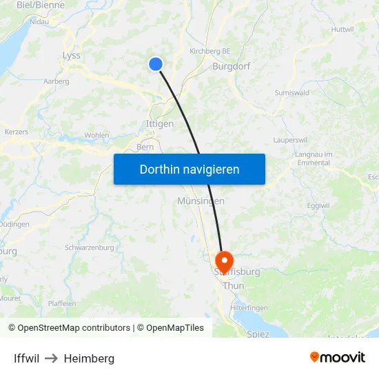 Iffwil to Heimberg map