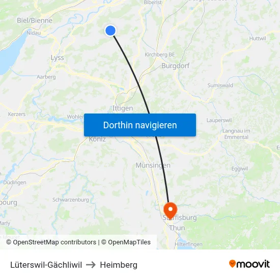Lüterswil-Gächliwil to Heimberg map