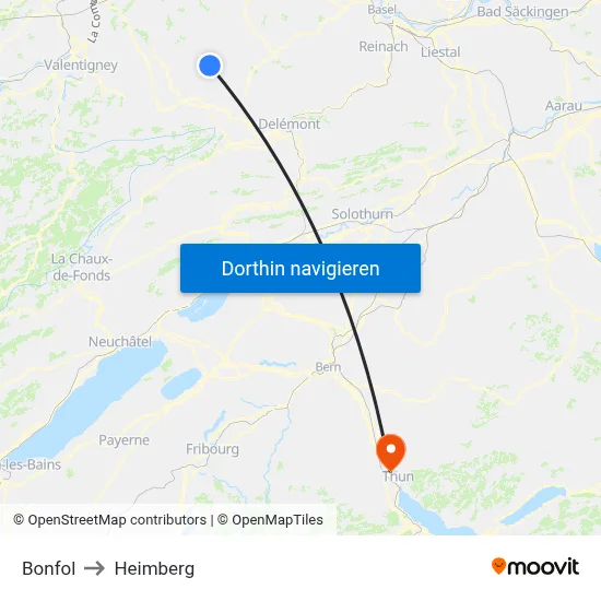 Bonfol to Heimberg map