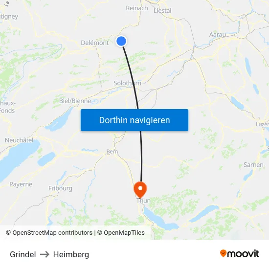Grindel to Heimberg map