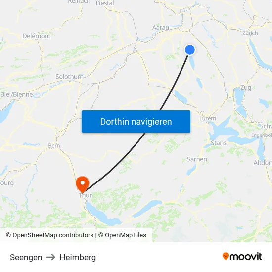 Seengen to Heimberg map