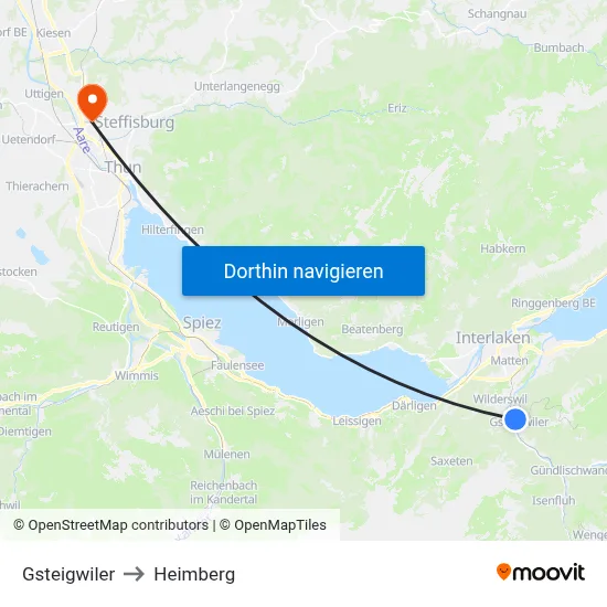 Gsteigwiler to Heimberg map