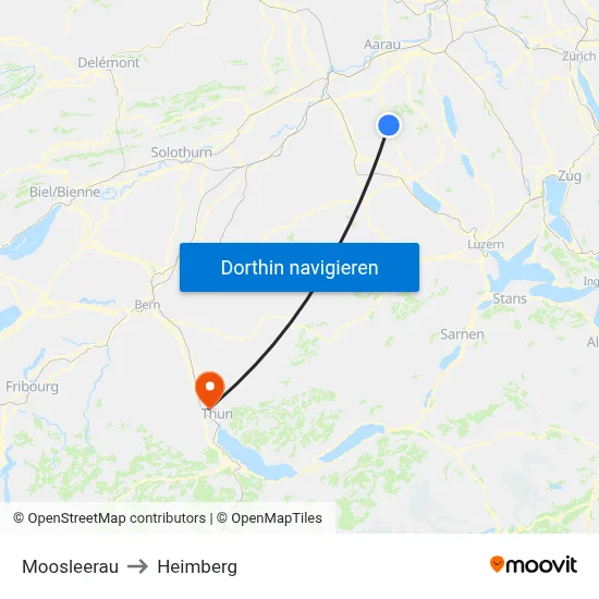 Moosleerau to Heimberg map