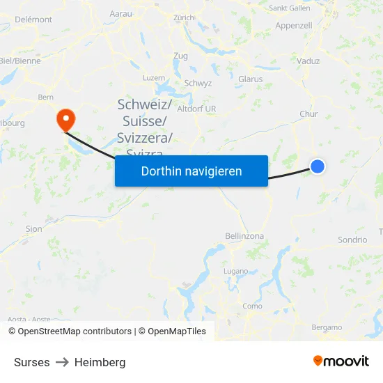 Surses to Heimberg map