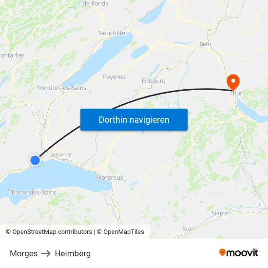 Morges to Heimberg map