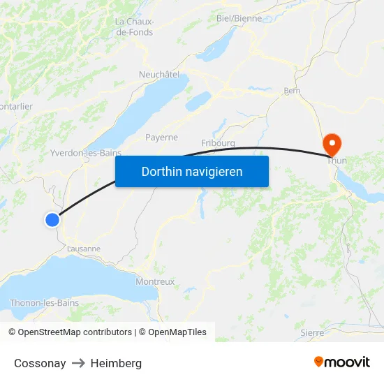 Cossonay to Heimberg map
