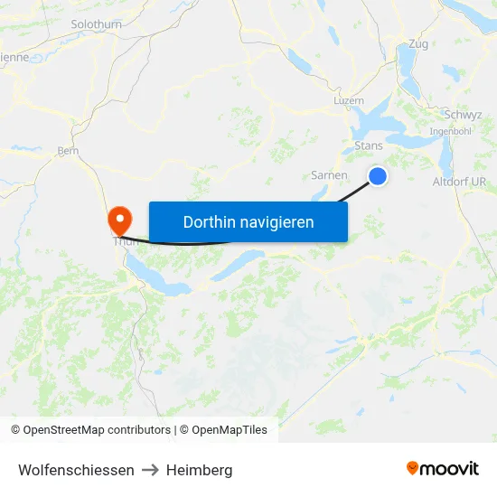 Wolfenschiessen to Heimberg map