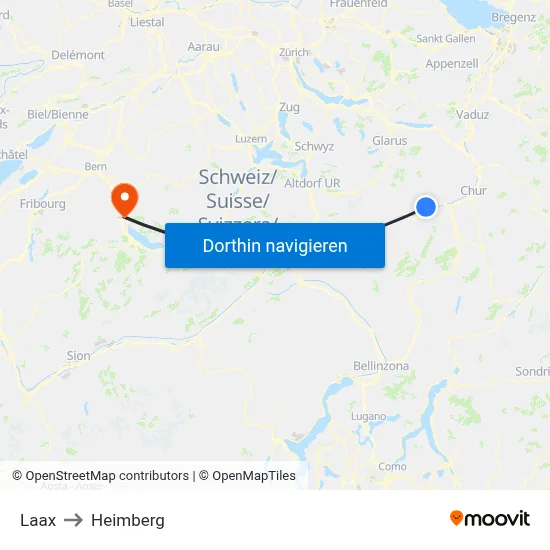 Laax to Heimberg map