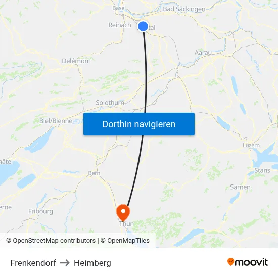 Frenkendorf to Heimberg map