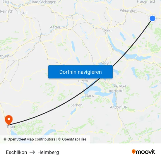 Eschlikon to Heimberg map