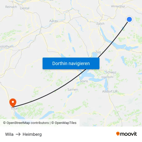 Wila to Heimberg map