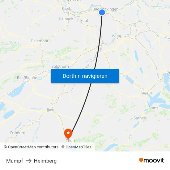 Mumpf to Heimberg map