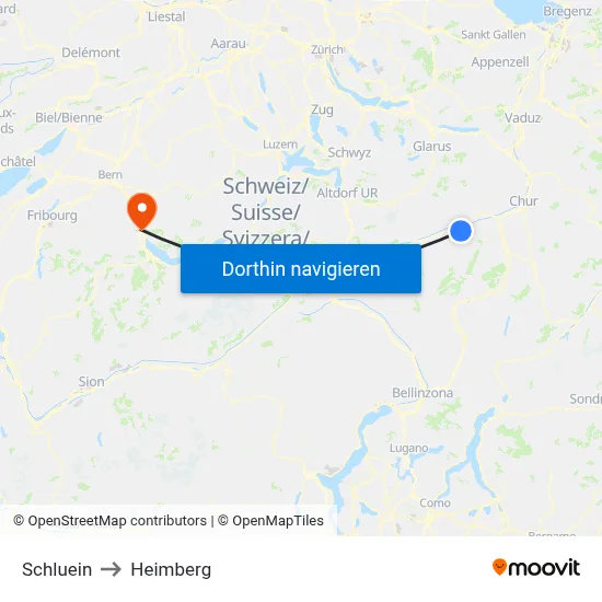 Schluein to Heimberg map