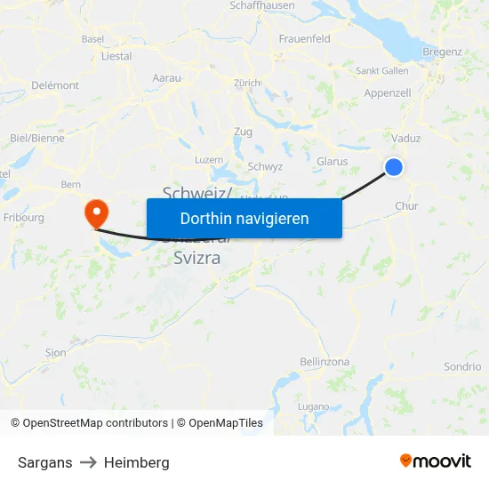 Sargans to Heimberg map