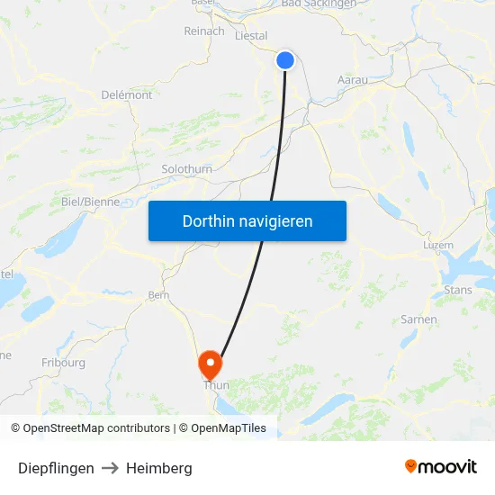 Diepflingen to Heimberg map