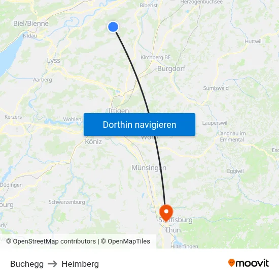 Buchegg to Heimberg map