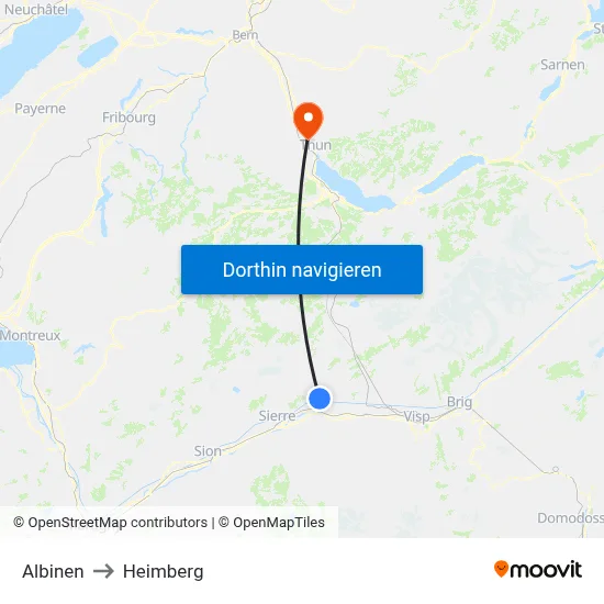 Albinen to Heimberg map