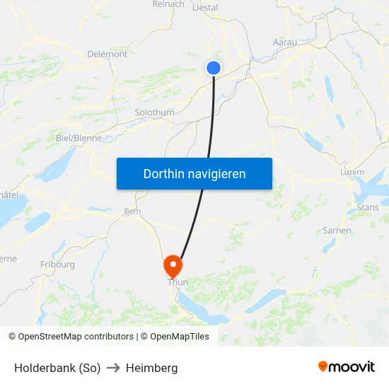 Holderbank (So) to Heimberg map