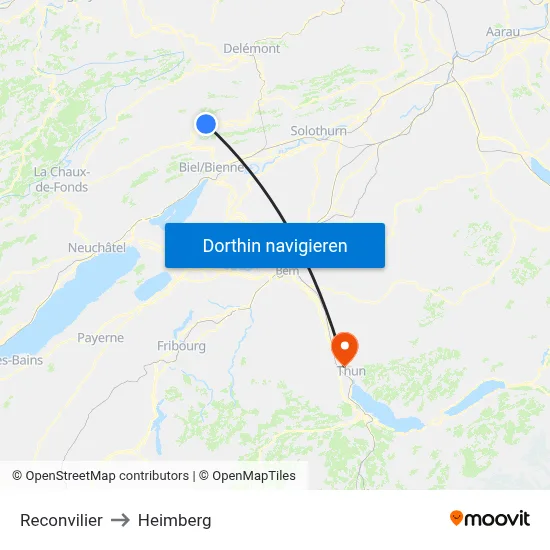Reconvilier to Heimberg map