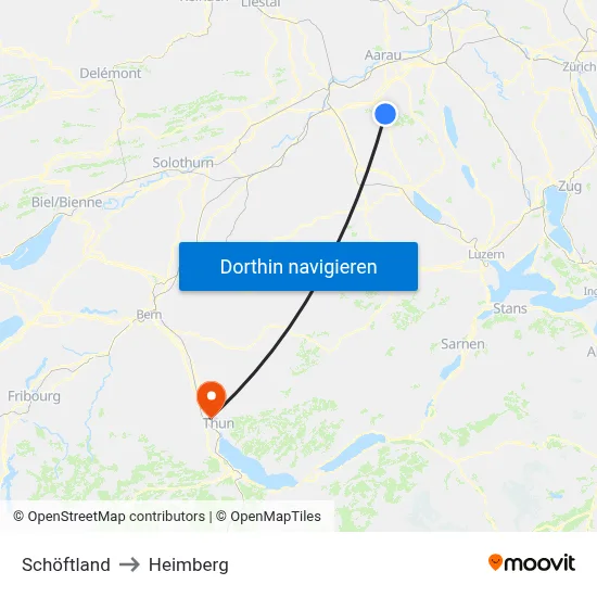 Schöftland to Heimberg map