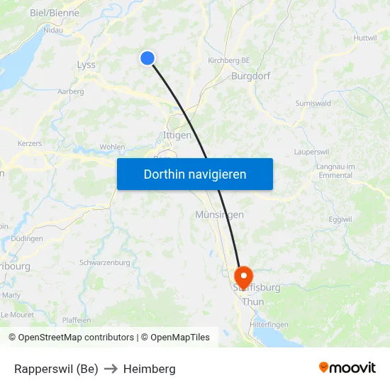 Rapperswil (Be) to Heimberg map