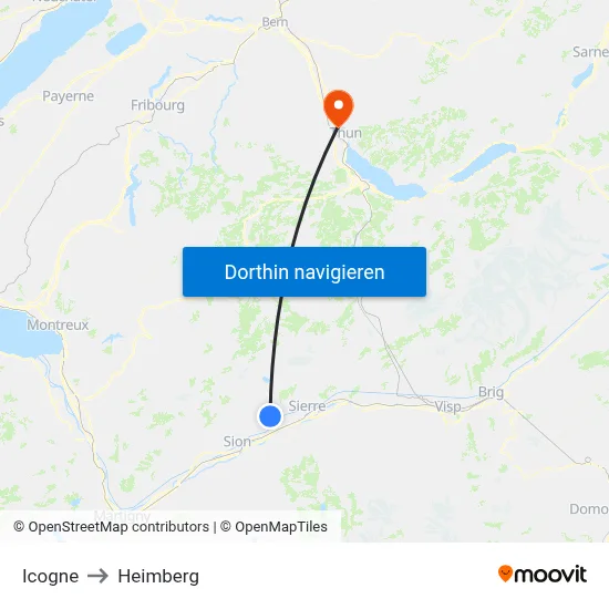 Icogne to Heimberg map