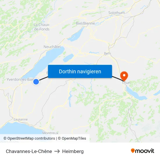 Chavannes-Le-Chêne to Heimberg map