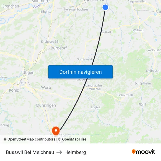 Busswil Bei Melchnau to Heimberg map