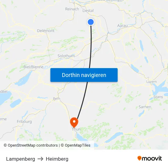Lampenberg to Heimberg map