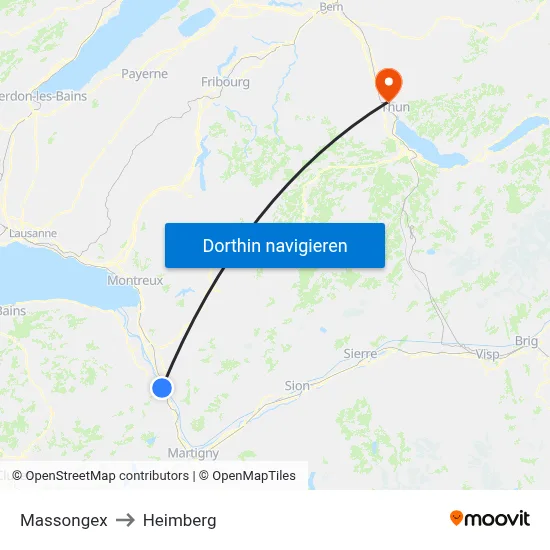 Massongex to Heimberg map