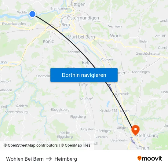 Wohlen Bei Bern to Heimberg map