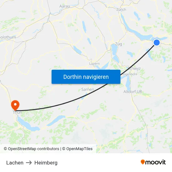 Lachen to Heimberg map