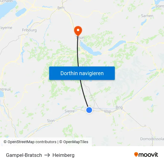 Gampel-Bratsch to Heimberg map