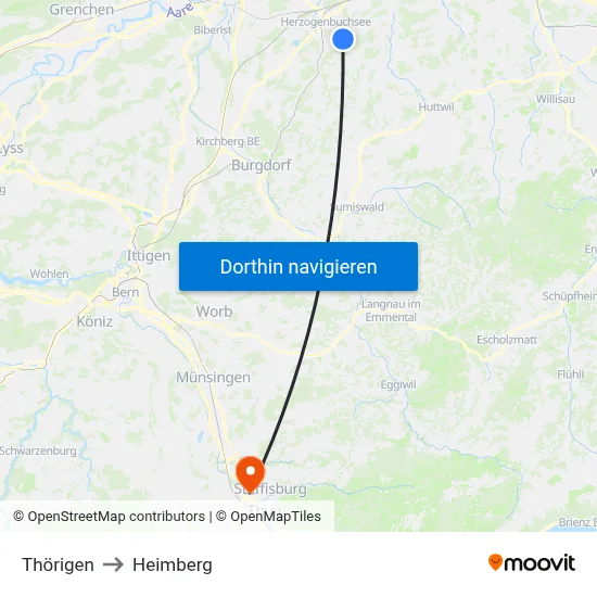 Thörigen to Heimberg map