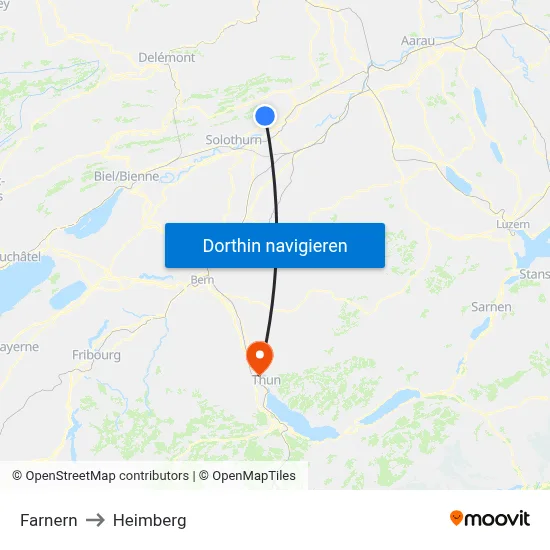Farnern to Heimberg map