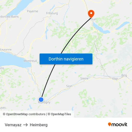 Vernayaz to Heimberg map