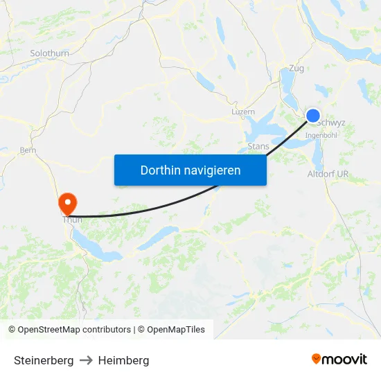 Steinerberg to Heimberg map