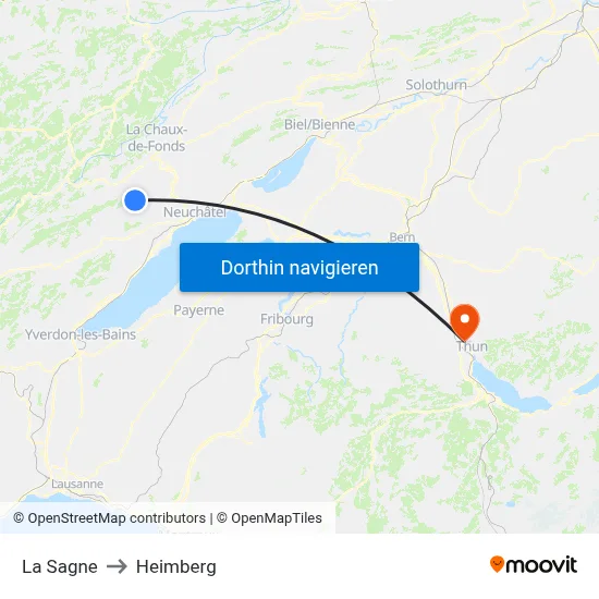 La Sagne to Heimberg map