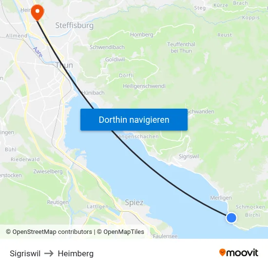 Sigriswil to Heimberg map