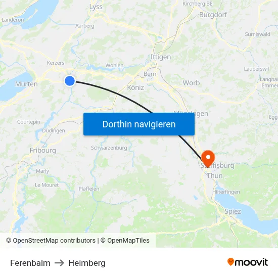 Ferenbalm to Heimberg map