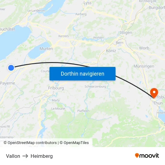 Vallon to Heimberg map