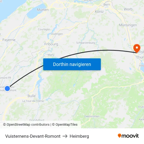 Vuisternens-Devant-Romont to Heimberg map