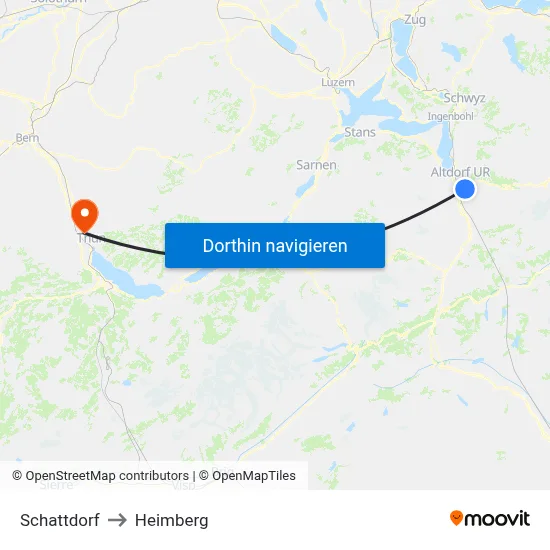 Schattdorf to Heimberg map
