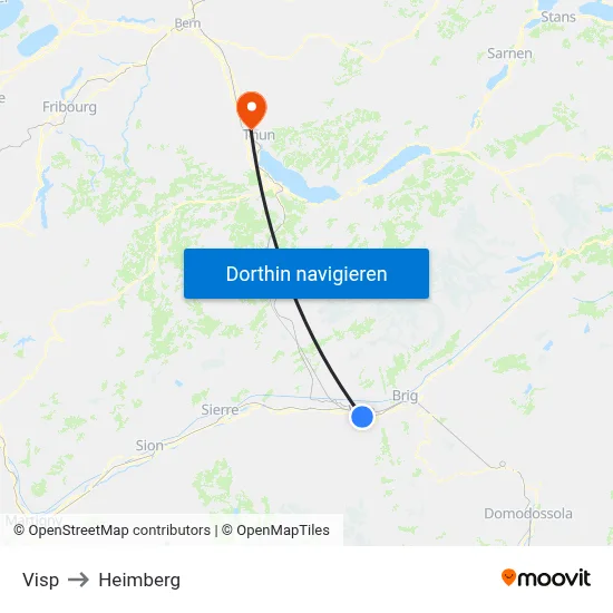 Visp to Heimberg map